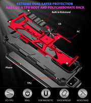 For Samsung Galaxy S20 Ultra Shockproof TPU + PC Magnetic Protective Case with Holder(Red)