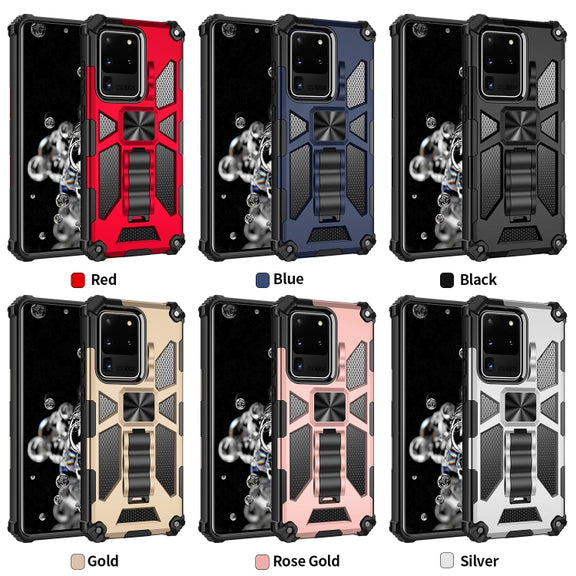 For Samsung Galaxy S20 Ultra Shockproof TPU + PC Magnetic Protective Case with Holder(Red)