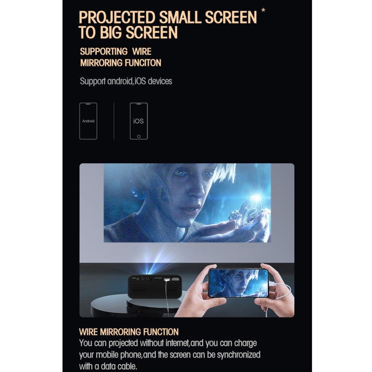 T500 1920x1080P 80 Lumens Portable Mini Home Theater LED HD Digital Projector Without Remote Control & Adaptor(Black)