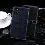 For Blackview A70 idewei Crocodile Texture Horizontal Flip Leather Case with Holder & Card Slots & Wallet(Dark Blue)