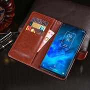 For TCL 10 5G idewei Crazy Horse Texture Horizontal Flip Leather Case with Holder & Card Slots & Wallet(Red)