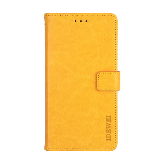 For TCL 10 5G idewei Crazy Horse Texture Horizontal Flip Leather Case with Holder & Card Slots & Wallet(Yellow)