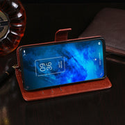 For TCL 10 5G idewei Crazy Horse Texture Horizontal Flip Leather Case with Holder & Card Slots & Wallet(Blue)