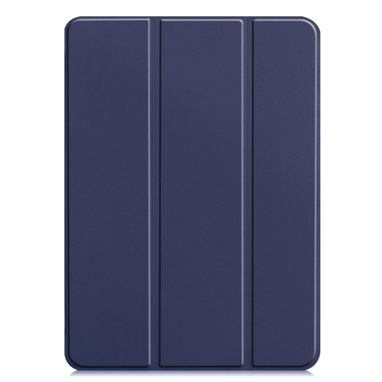 For  iPad Air 13 2024 / Pro 12.9 2022 Custer Texture 3-folding Smart Leather Tablet Case(Dark Blue)