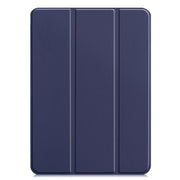 For  iPad Air 13 2024 / Pro 12.9 2022 Custer Texture 3-folding Smart Leather Tablet Case(Dark Blue)
