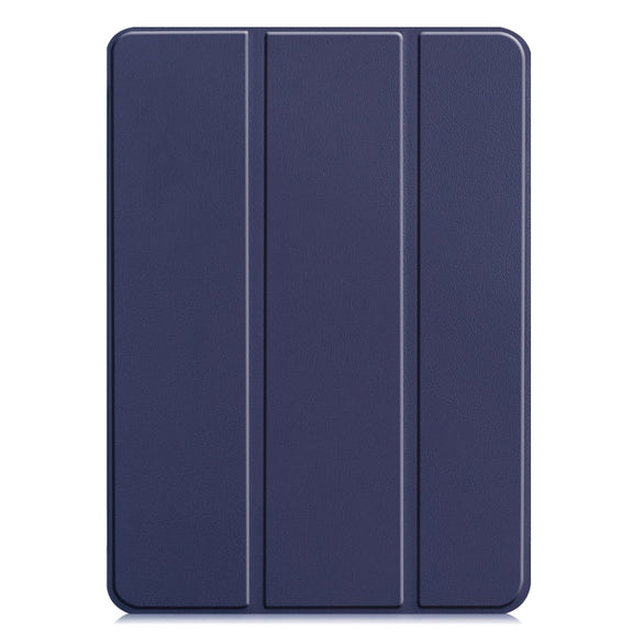 For  iPad Air 13 2024 / Pro 12.9 2022 Custer Texture 3-folding Smart Leather Tablet Case(Dark Blue)