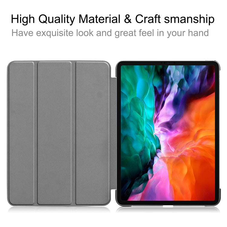 For  iPad Air 13 2024 / Pro 12.9 2022 Custer Texture 3-folding Smart Leather Tablet Case(Dark Blue)