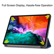 For  iPad Air 13 2024 / Pro 12.9 2022 Custer Texture 3-folding Smart Leather Tablet Case(Dark Blue)