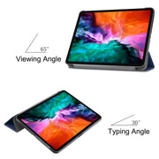 For  iPad Air 13 2024 / Pro 12.9 2022 Custer Texture 3-folding Smart Leather Tablet Case(Dark Blue)