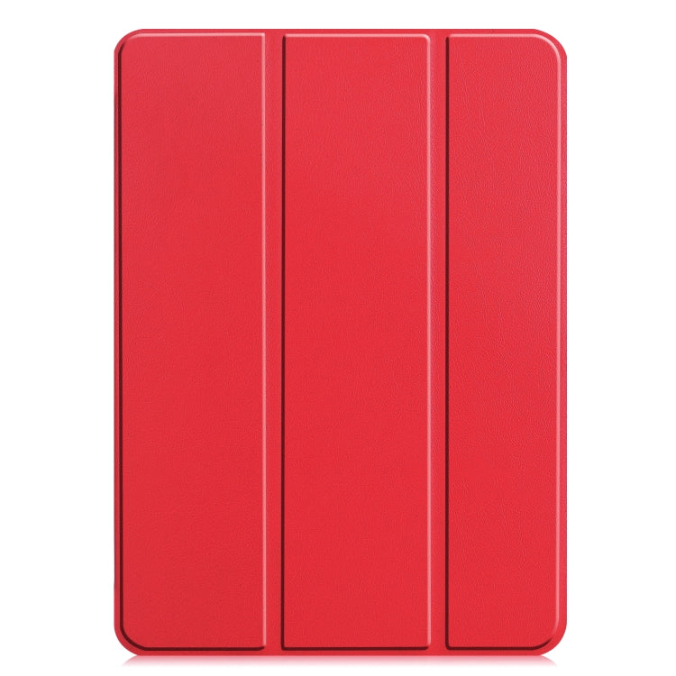 For  iPad Air 13 2024 / Pro 12.9 2022 Custer Texture 3-folding Smart Leather Tablet Case(Red)