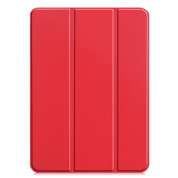 For  iPad Air 13 2024 / Pro 12.9 2022 Custer Texture 3-folding Smart Leather Tablet Case(Red)