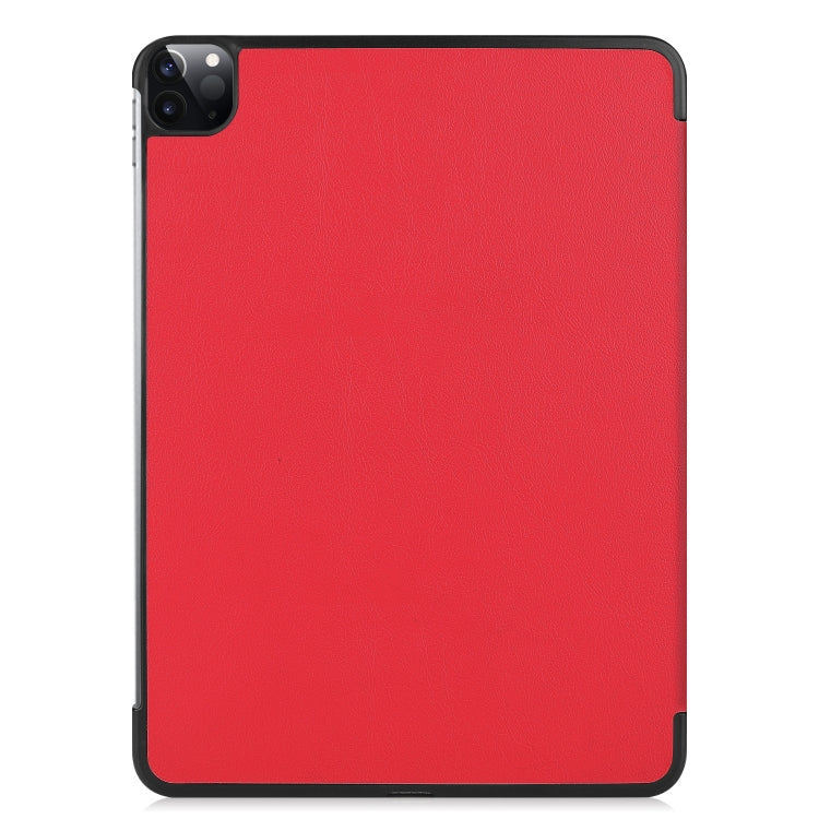 For  iPad Air 13 2024 / Pro 12.9 2022 Custer Texture 3-folding Smart Leather Tablet Case(Red)