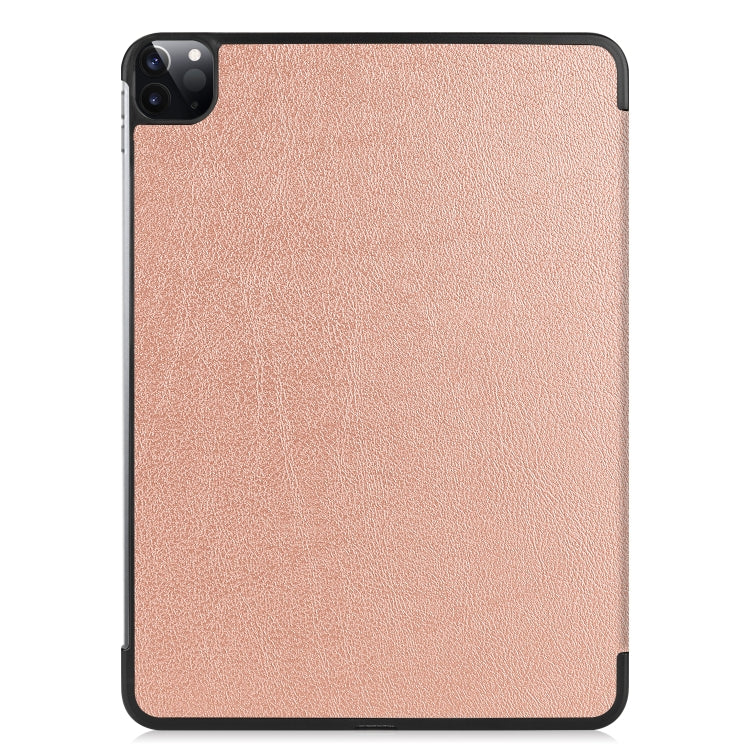For  iPad Air 13 2024 / Pro 12.9 2022 Custer Texture 3-folding Smart Leather Tablet Case(Rose Gold)