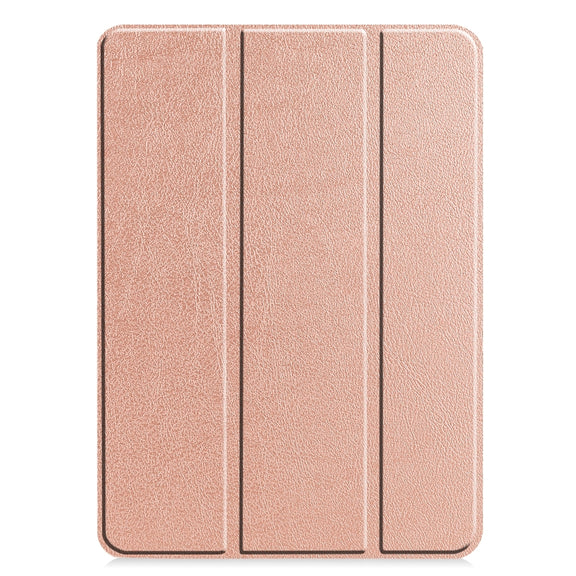 For  iPad Air 13 2024 / Pro 12.9 2022 Custer Texture 3-folding Smart Leather Tablet Case(Rose Gold)