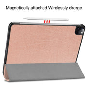 For  iPad Air 13 2024 / Pro 12.9 2022 Custer Texture 3-folding Smart Leather Tablet Case(Rose Gold)