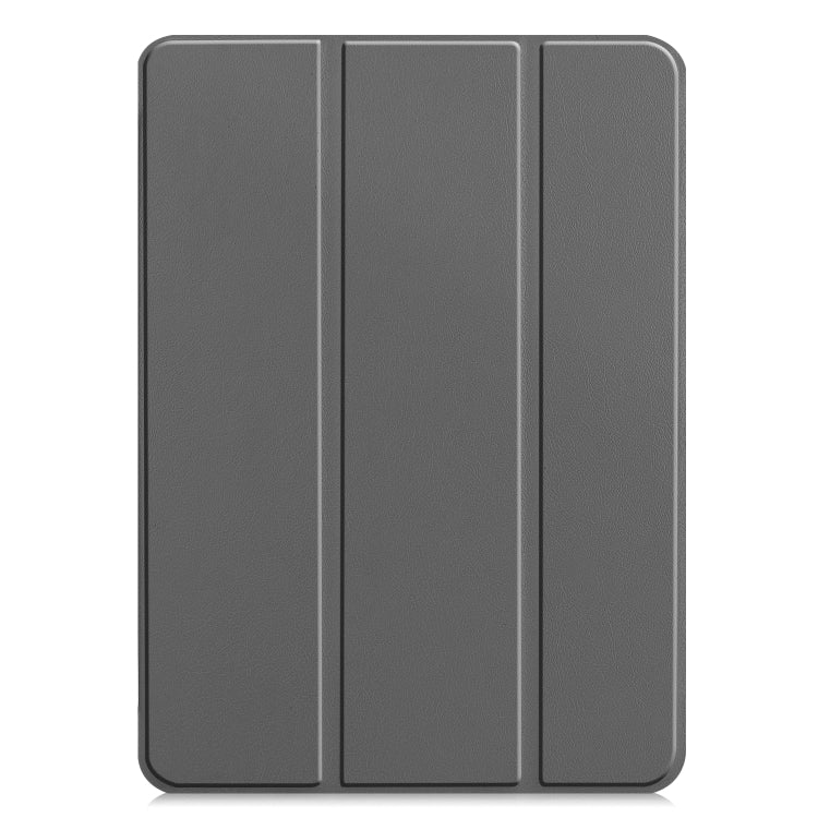 For  iPad Air 13 2024 / Pro 12.9 2022 Custer Texture 3-folding Smart Leather Tablet Case(Grey)