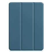 For  iPad Air 13 2024 / Pro 12.9 2022 Custer Texture 3-folding Smart Leather Tablet Case(Dark Green)