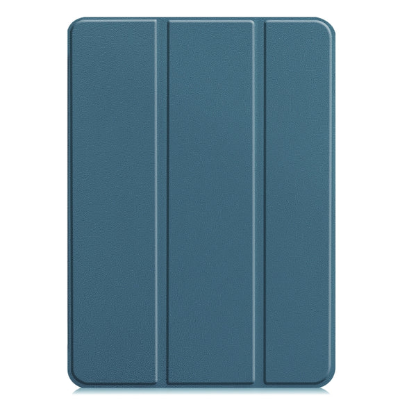 For  iPad Air 13 2024 / Pro 12.9 2022 Custer Texture 3-folding Smart Leather Tablet Case(Dark Green)