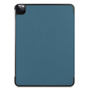 For  iPad Air 13 2024 / Pro 12.9 2022 Custer Texture 3-folding Smart Leather Tablet Case(Dark Green)