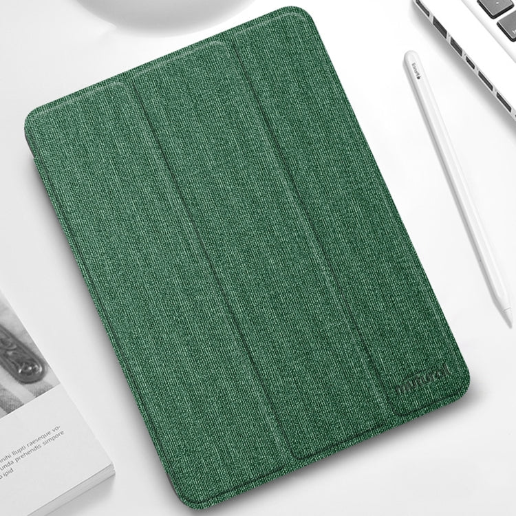 For iPad Pro 11 2022 / 2021 / 2020 Mutural YASHI Series TPU + PU Cloth Pattern Texture Horizontal Flip Leather Tablet Case with Three-folding Holder & Pen Slot & Wake-up / Sleep Function(Green)