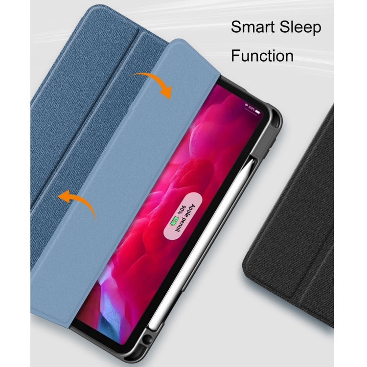 For iPad Pro 11 2022 / 2021 / 2020 Mutural YASHI Series TPU + PU Cloth Pattern Texture Horizontal Flip Leather Tablet Case with Three-folding Holder & Pen Slot & Wake-up / Sleep Function(Black)