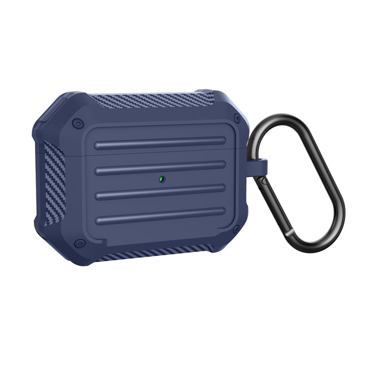 Wireless Earphones Shockproof Carbon Fiber Luggage TPU Protective Case For AirPods Pro(Blue)