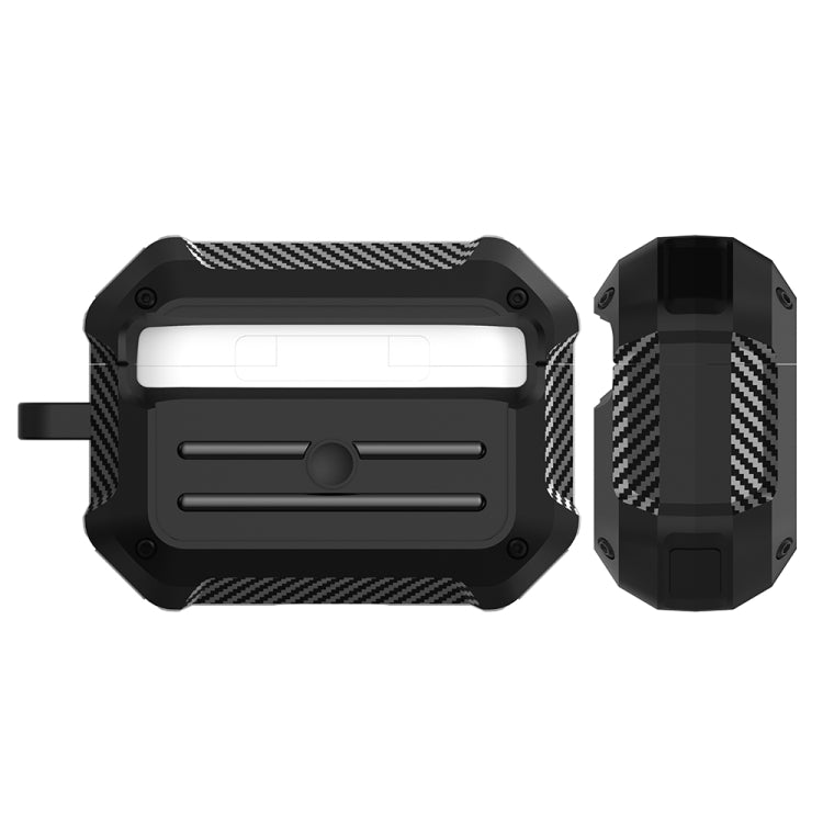 Wireless Earphones Shockproof Carbon Fiber Luggage TPU Protective Case For AirPods Pro(Blue)
