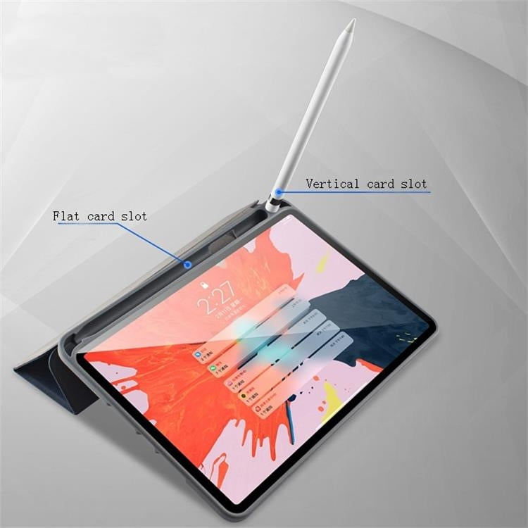 For iPad 10.2 Mutural YASHI Series TPU + PU Cloth Pattern Texture Horizontal Flip Leather Case with Three-folding Holder & Pen Slot & Wake-up / Sleep Function(Black)