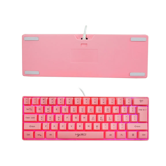 HXSJ V700 61 Keys RGB Lighting Gaming Wired Keyboard (Pink)