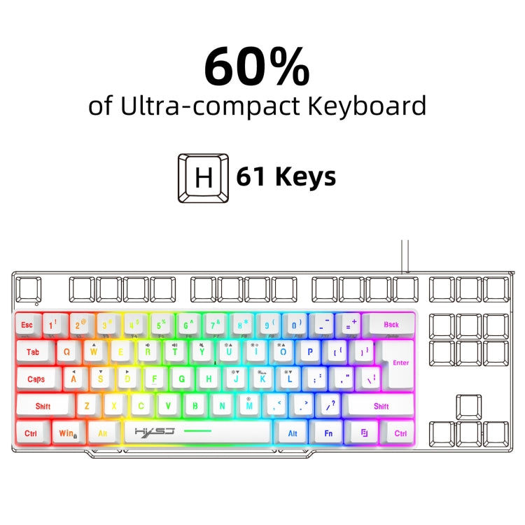 HXSJ V700 61 Keys RGB Lighting Gaming Wired Keyboard (White)