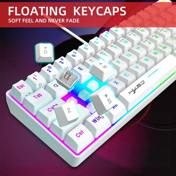 HXSJ V700 61 Keys RGB Lighting Gaming Wired Keyboard (White)