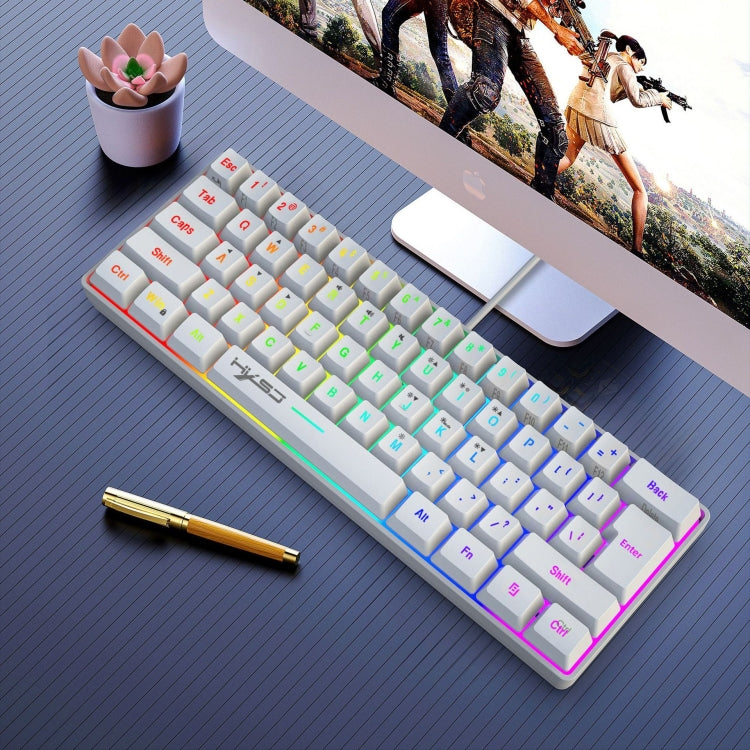 HXSJ V700 61 Keys RGB Lighting Gaming Wired Keyboard (White)