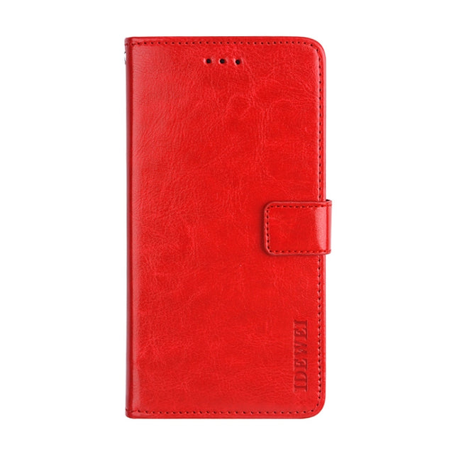 For TCL 10 SE idewei Crazy Horse Texture Horizontal Flip Leather Case with Holder & Card Slots & Wallet(Red)