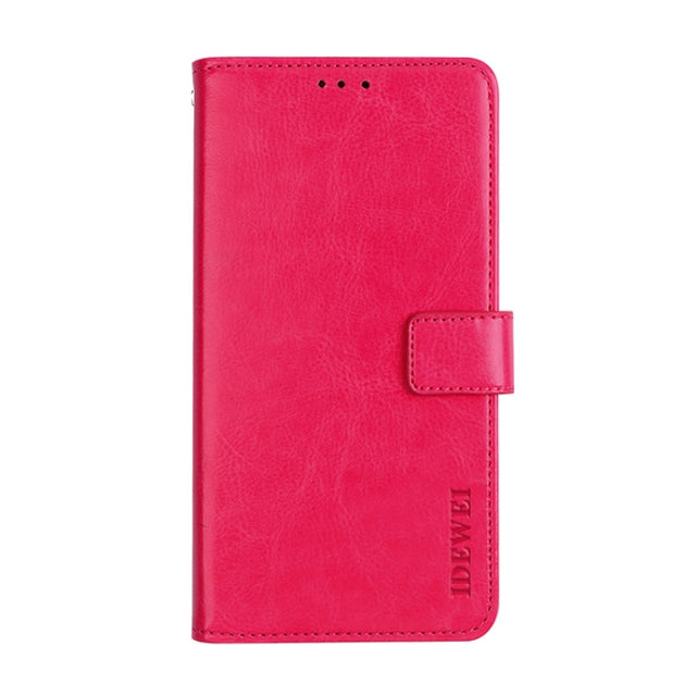 For TCL 10 SE idewei Crazy Horse Texture Horizontal Flip Leather Case with Holder & Card Slots & Wallet(Rose Red)