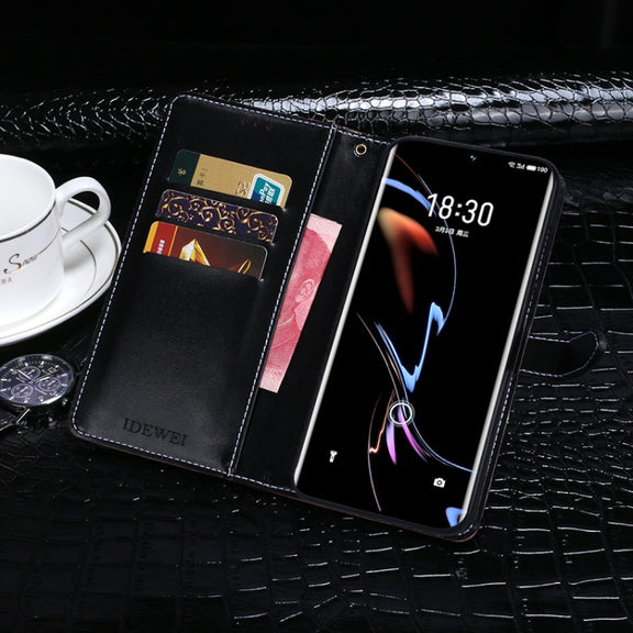 For Meizu 18 Pro idewei Crocodile Texture Horizontal Flip Leather Case with Holder & Card Slots & Wallet(Dark Blue)