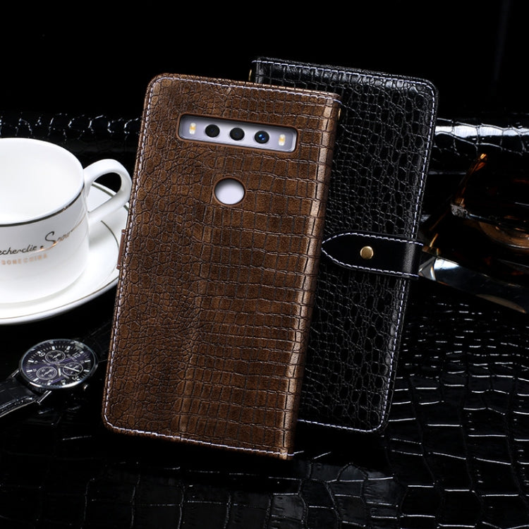For TCL 10 SE idewei Crocodile Texture Horizontal Flip Leather Case with Holder & Card Slots & Wallet(Black)