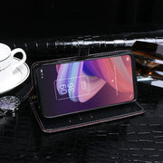 For TCL 10 SE idewei Crocodile Texture Horizontal Flip Leather Case with Holder & Card Slots & Wallet(Black)