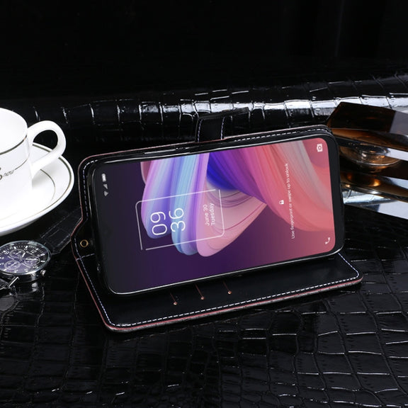 For TCL 10 SE idewei Crocodile Texture Horizontal Flip Leather Case with Holder & Card Slots & Wallet(Black)