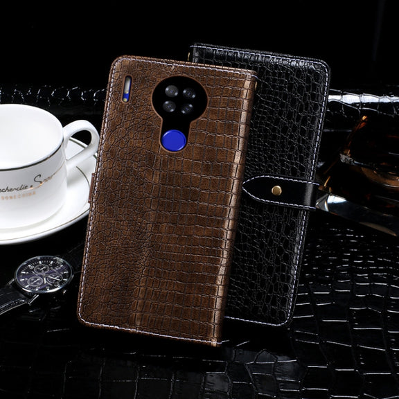 For Blackview A80S idewei Crocodile Texture Horizontal Flip Leather Case with Holder & Card Slots & Wallet(Black)