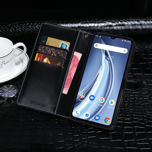 For Umidigi A9 idewei Crocodile Texture Horizontal Flip Leather Case with Holder & Card Slots & Wallet(Black)