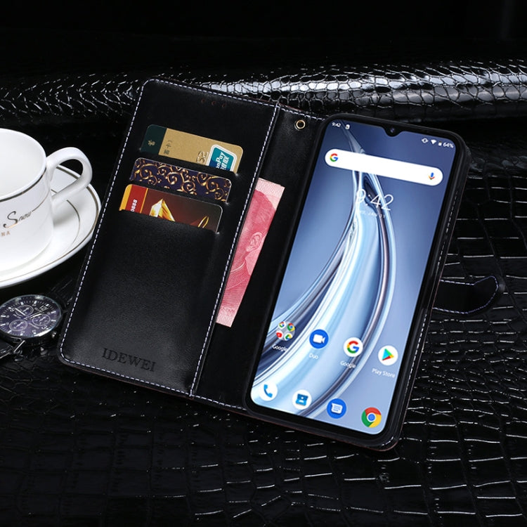 For Umidigi A9 idewei Crocodile Texture Horizontal Flip Leather Case with Holder & Card Slots & Wallet(Dark Blue)