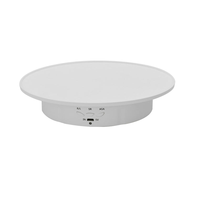 20cm USB Electric Rotating Turntable Display Stand Video Shooting Props Turntable for Photography, Load: 8kg(White Base White Velvet)