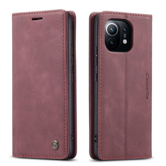 For Xiaomi Mi 11 CaseMe 013 Multifunctional Horizontal Flip Leather Case with Holder & Card Slot & Wallet(Wine Red)