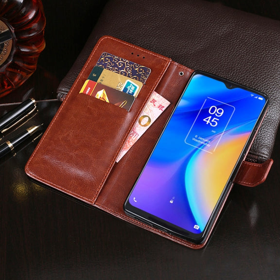 For TCL 20 SE idewei Crazy Horse Texture Horizontal Flip Leather Case with Holder & Card Slots & Wallet(Sky Blue)