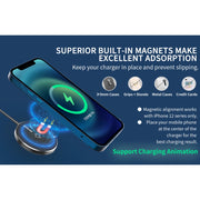 Mriowiz M-2001W 15W Desktop MagSafe Magnetic Wireless Charger , with USB + USB-C / Type-C Data Cable & Holder