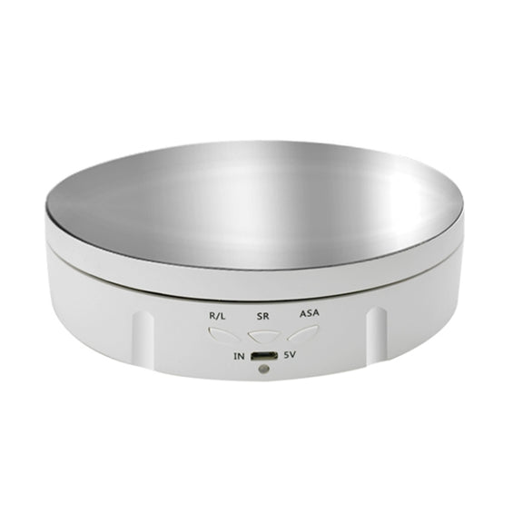 14.6cm USB Electric Rotating Turntable Display Stand Video Shooting Props Turntable for Photography, Load: 10kg(White Mirror)