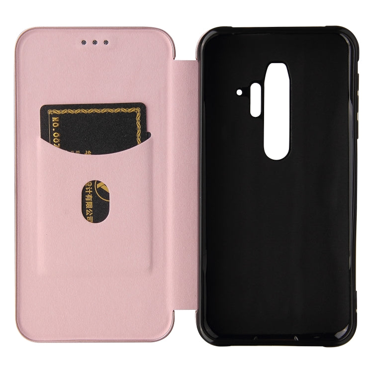 For Blackview BV6300 Pro Carbon Fiber Texture Horizontal Flip TPU + PC + PU Leather Case with Card Slot(Pink)