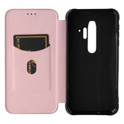 For Blackview BV6300 Pro Carbon Fiber Texture Horizontal Flip TPU + PC + PU Leather Case with Card Slot(Pink)