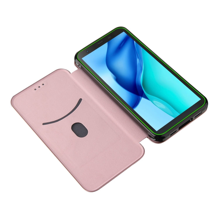 For Blackview BV6300 Pro Carbon Fiber Texture Horizontal Flip TPU + PC + PU Leather Case with Card Slot(Pink)