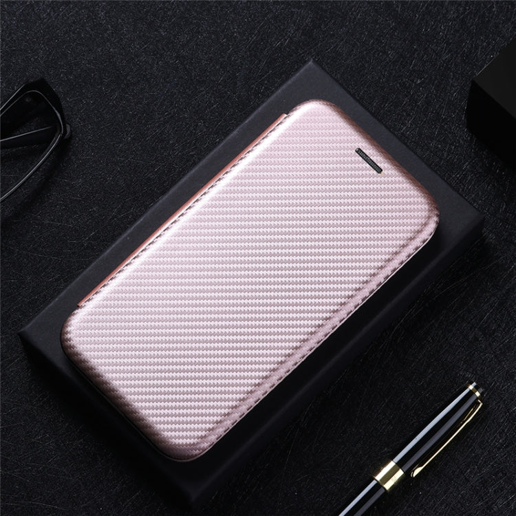 For Blackview BV6300 Pro Carbon Fiber Texture Horizontal Flip TPU + PC + PU Leather Case with Card Slot(Pink)
